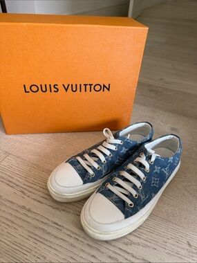 Louis Vuitton Denim Monogram Low-Top Sneakers in Blue and White